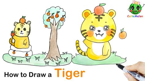 卡通老虎畫法|畫畫學中文 Tiger 